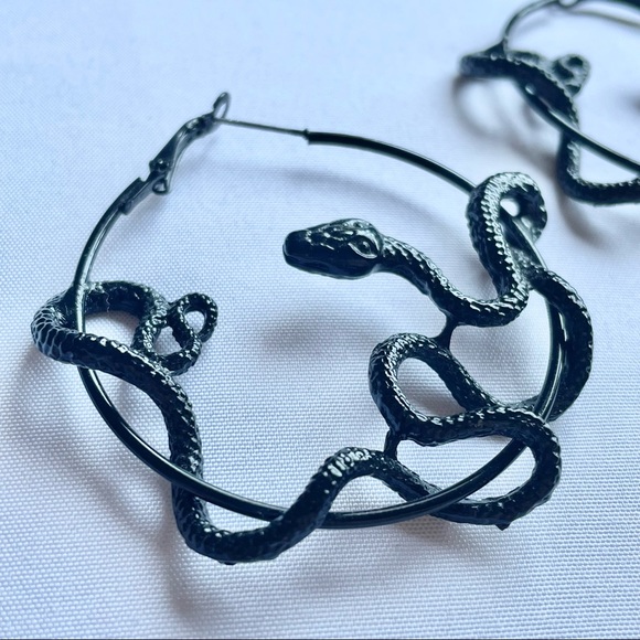 Snake Hoop Earrings - Picture 2 of 4